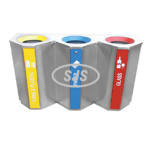 Shop Stainless Steel Recycle Bin - Triangle 3 in 1 % - Superior ...