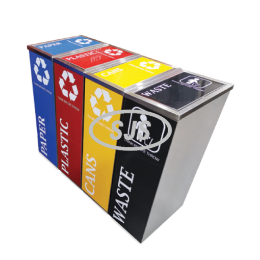 SS102 |CE4 | Stainless Steel Recycle Bin Rectangular c/w Flip Top (4-in ...