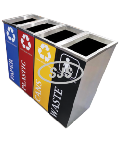 SS102-OT |CE4 | Stainless Steel Recycle Bin Rectangular c/w Open Top (4-In-1)