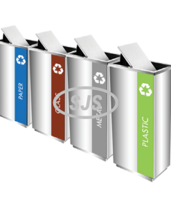 SS102 Stainless Steel Recycle Bin Rectangular c/w Flip Top (4 in 1)