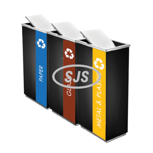 Shop SS102(BLK) Black Powder Coated Recycle Bin Rectangular c/w Flip ...