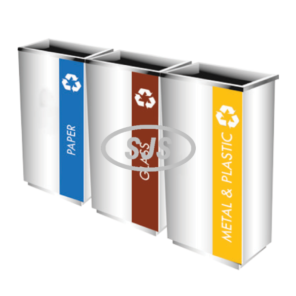 Stainless Steel Recycle Bin 3 In 1 Archives - Superior Janitorial ...